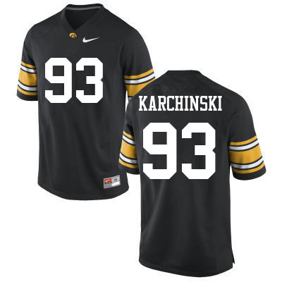 Men #93 Jake Karchinski Iowa Hawkeyes College Football Jerseys Sale-Black
